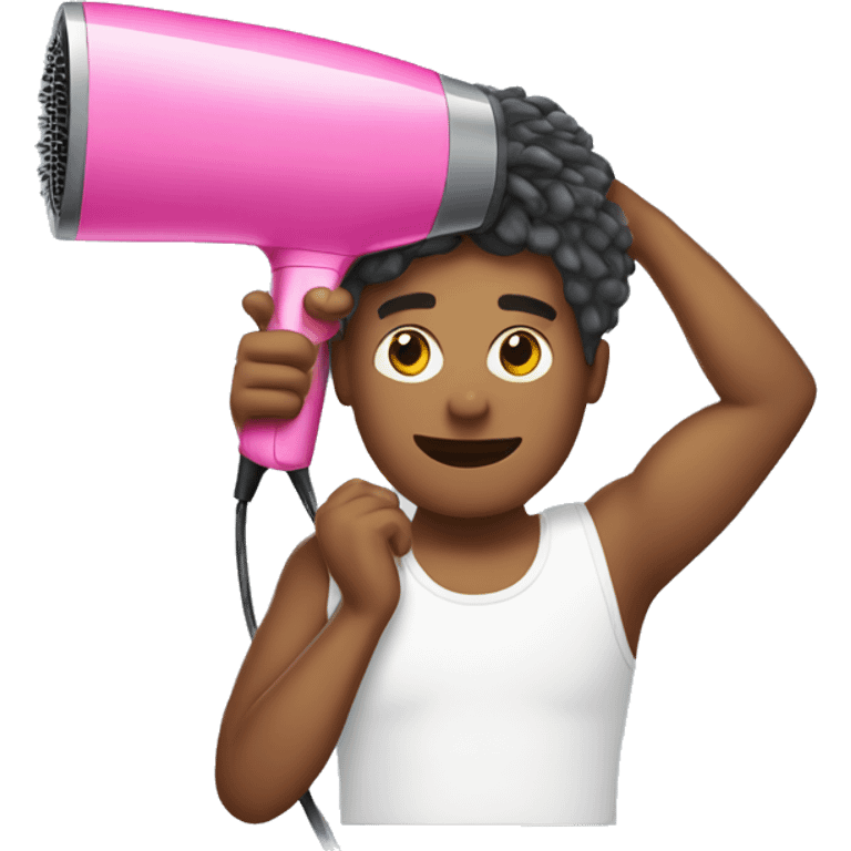 Man drying his hair with a pink hairdryer  emoji