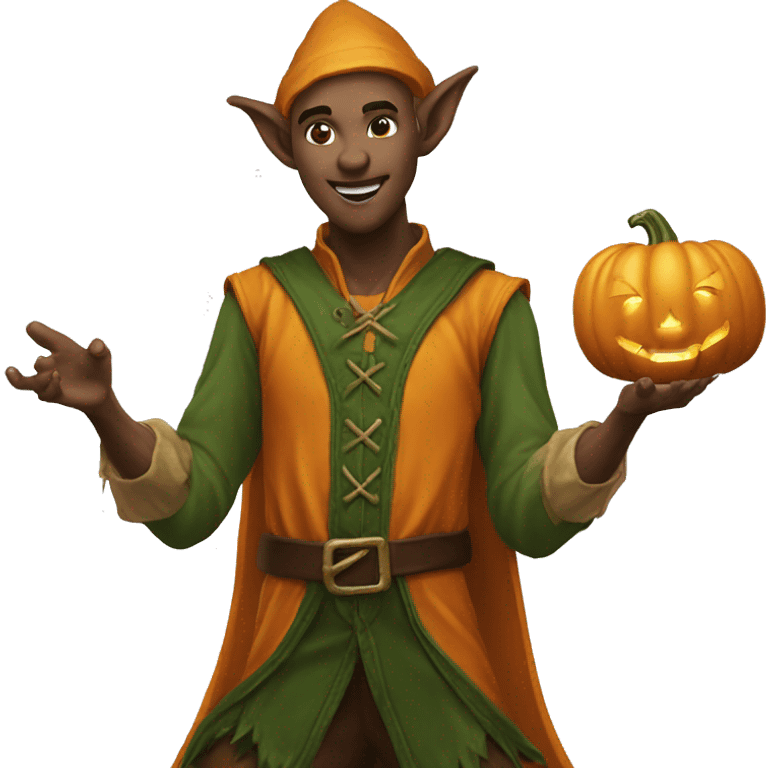 pumkin elf male casting a spell emoji