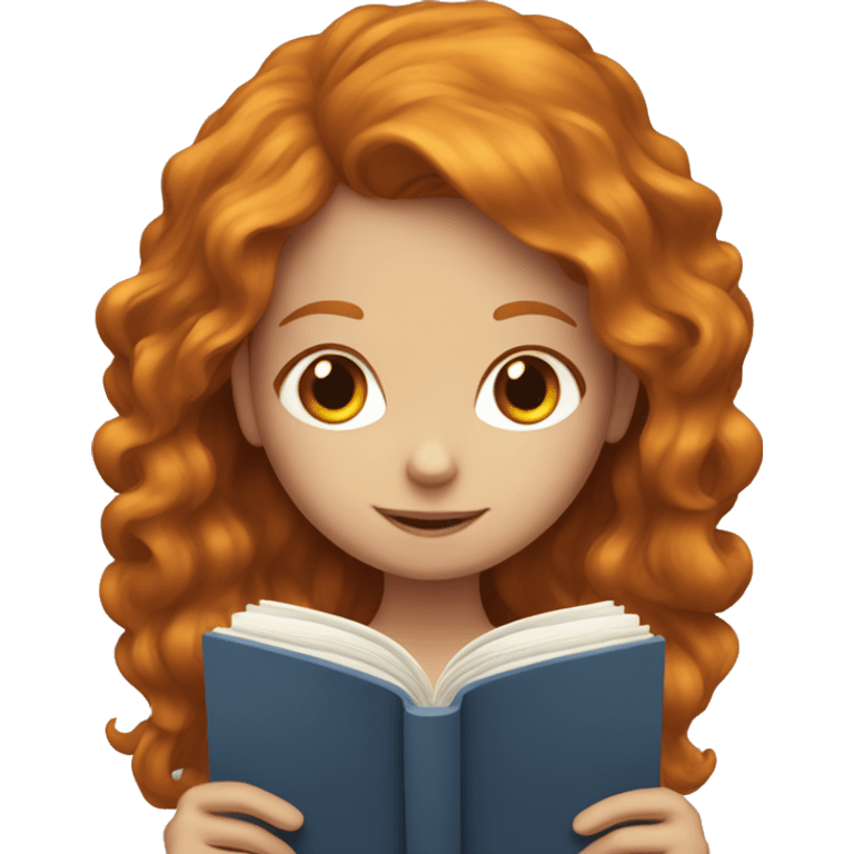 Ginger haired girl reading book emoji