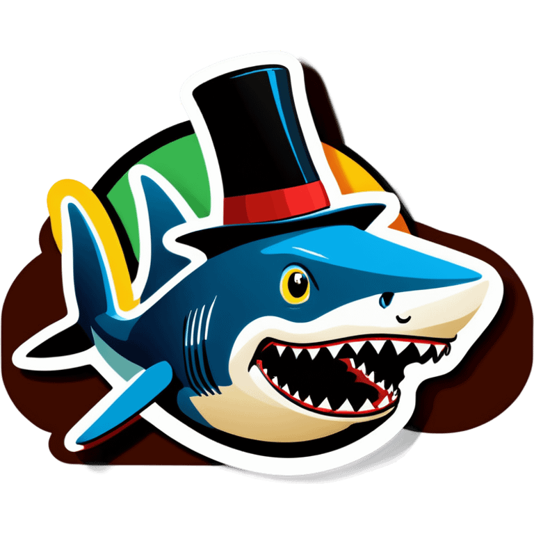 Shark with a top hat emoji