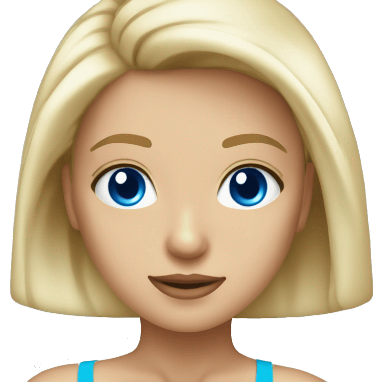 Blonde girl blue eyes bikini top emoji