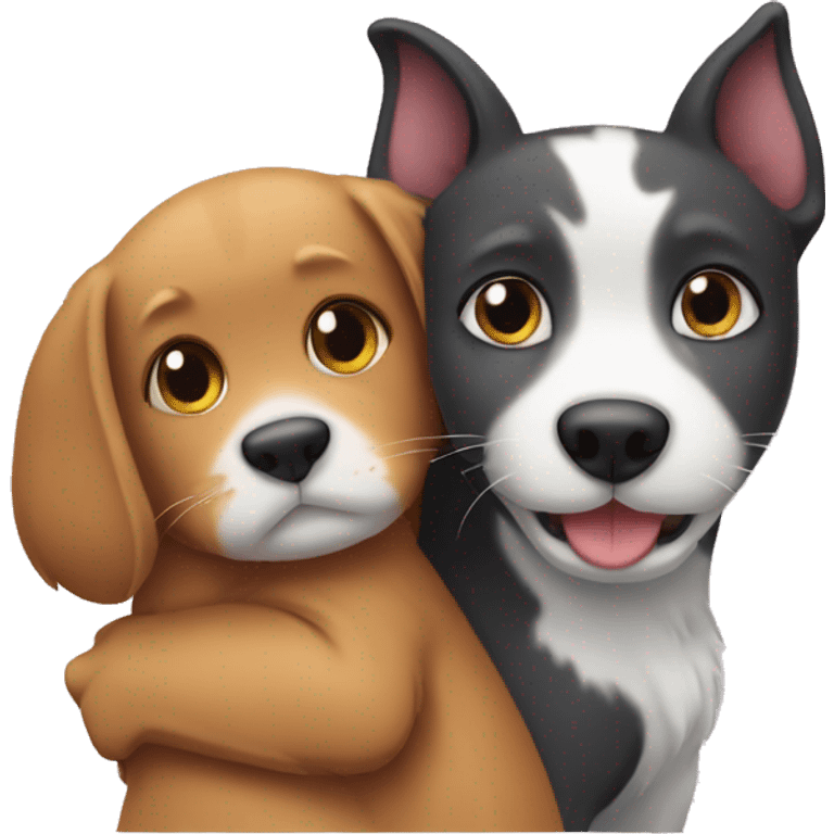 cat and dog hugging emoji