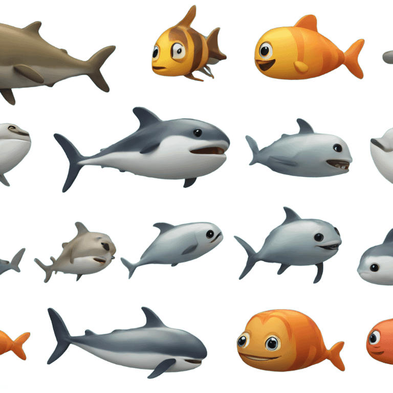 a bunch of sea animals emoji