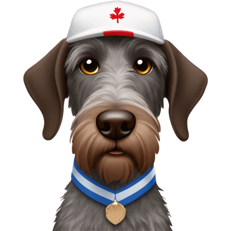 German wirehaired pointer wearing an England cricket hat emoji