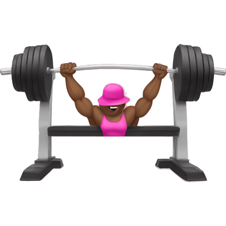 Bench press with pink dumbbells emoji