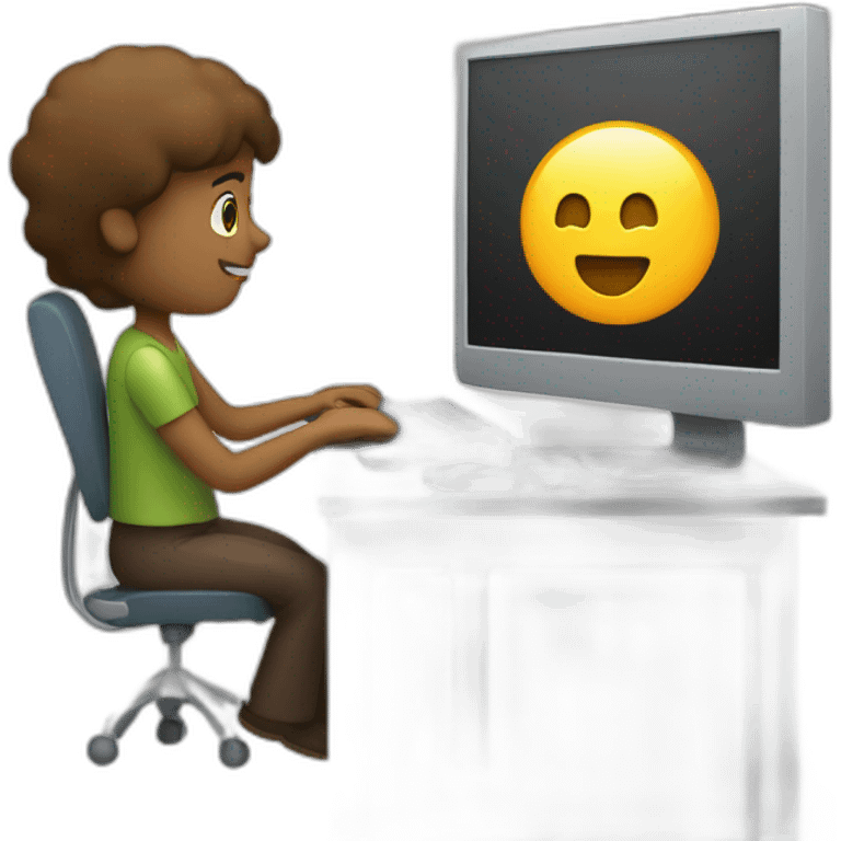 a person is working at a computer emoji