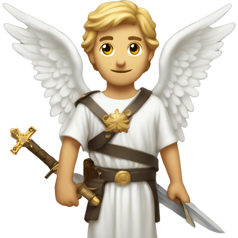 A male Angel with a sword and in the other Hand a cross emoji