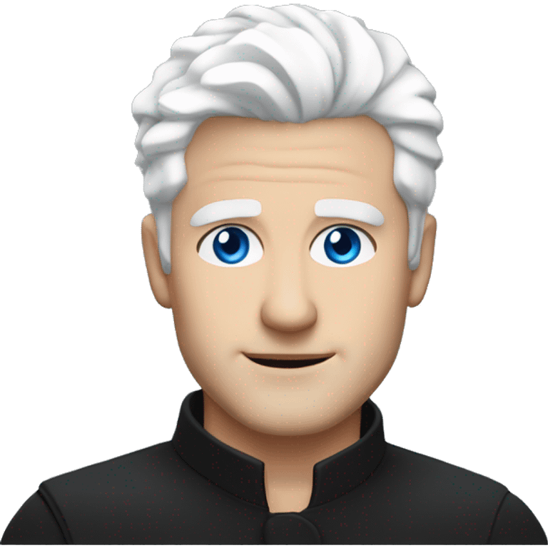 White haired man a blue eyes and white lashes white skin and black high neck shirt   emoji