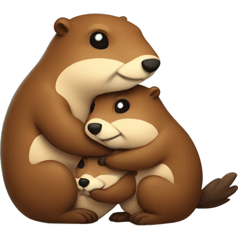 Beavers cuddling  emoji