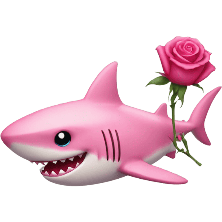 pink shark holding a rose emoji