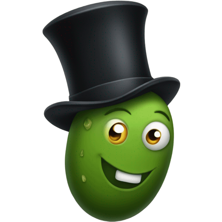 Pickle with a top hat emoji