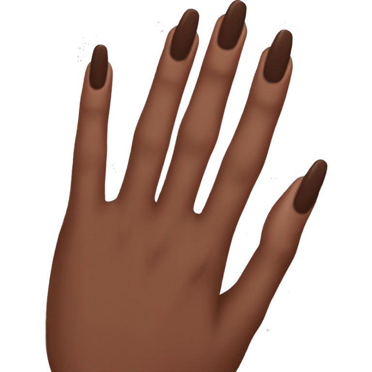 manicure with dark brown square nails emoji