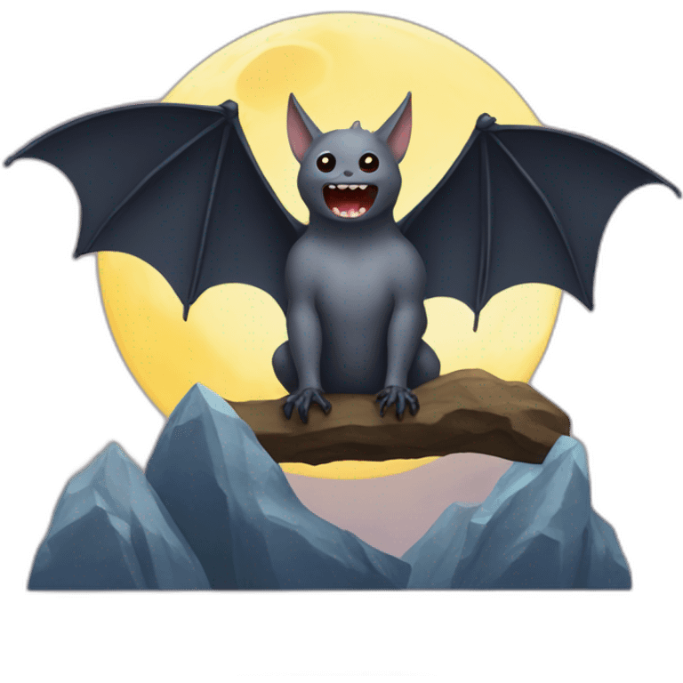 Bat in mountain and the moon emoji