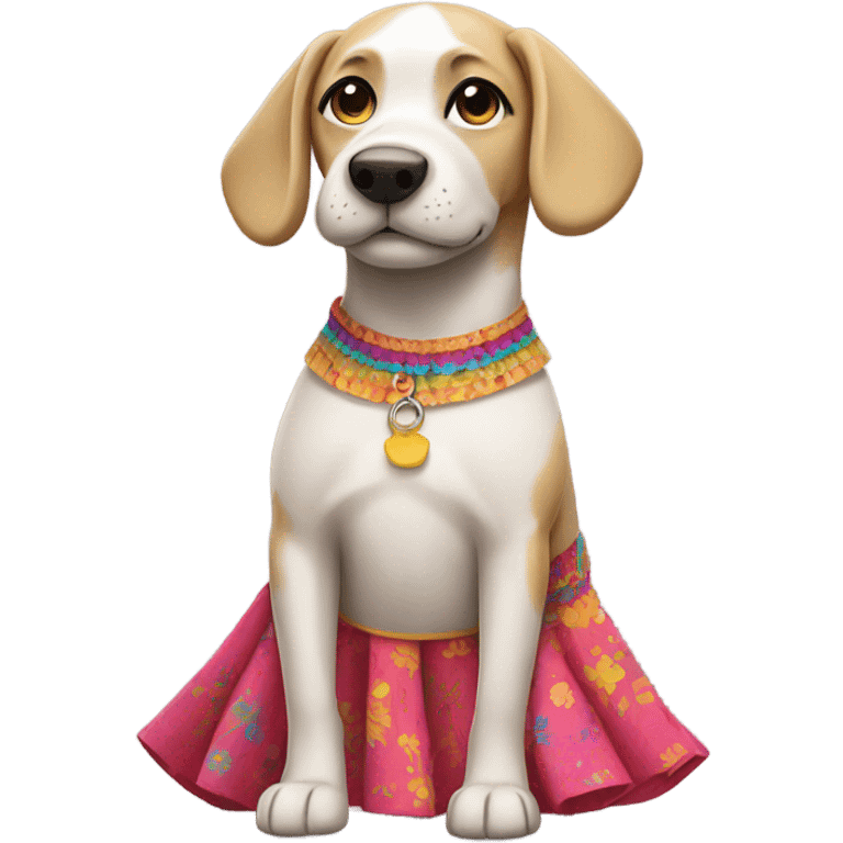 Dog wearing a skirt emoji