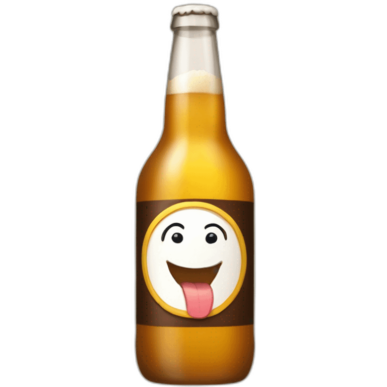 A bottle of beer says a toast with a glass of beer in his hands emoji