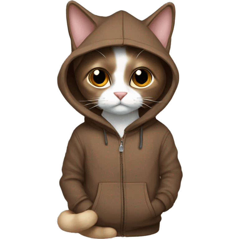 a brown snowshoe cat in a hoodie  emoji