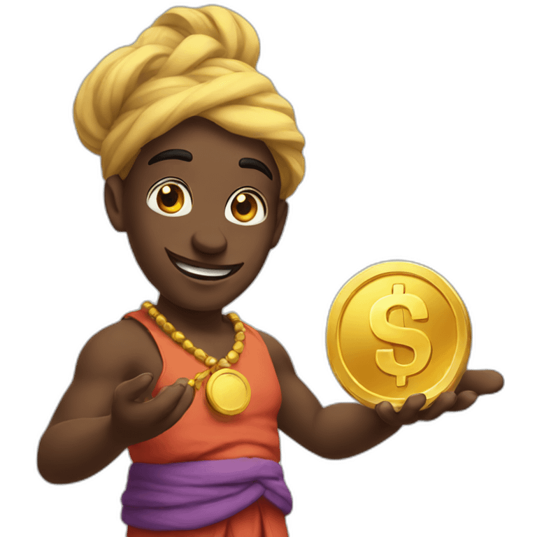 genie holding the big coin emoji