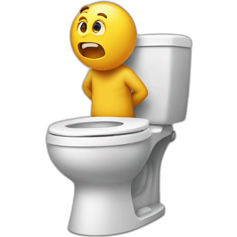 man leaning over screaming at a toilet emoji