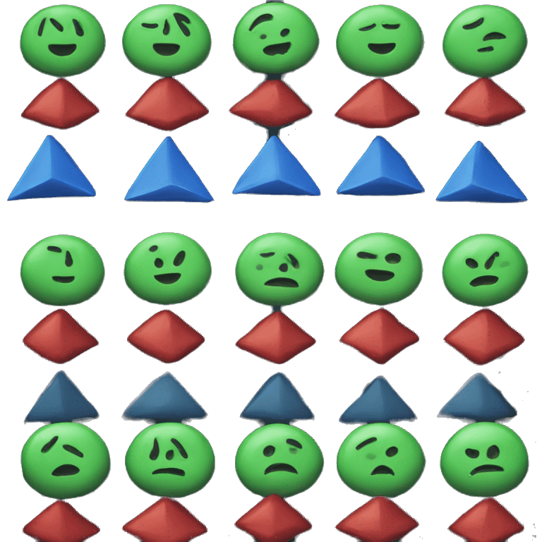 The top part is green, the middle part is black, and the bottom part is red, with a blue triangle in the middle, playing with a moon and a star. emoji