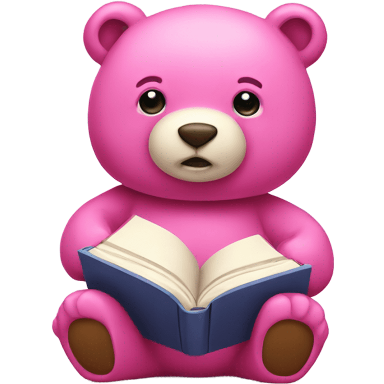 a pink bear with a book emoji