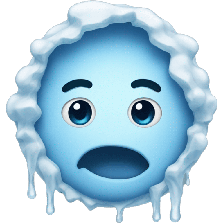 the cold freezing grimacing face emoji but its thawing and happy emoji