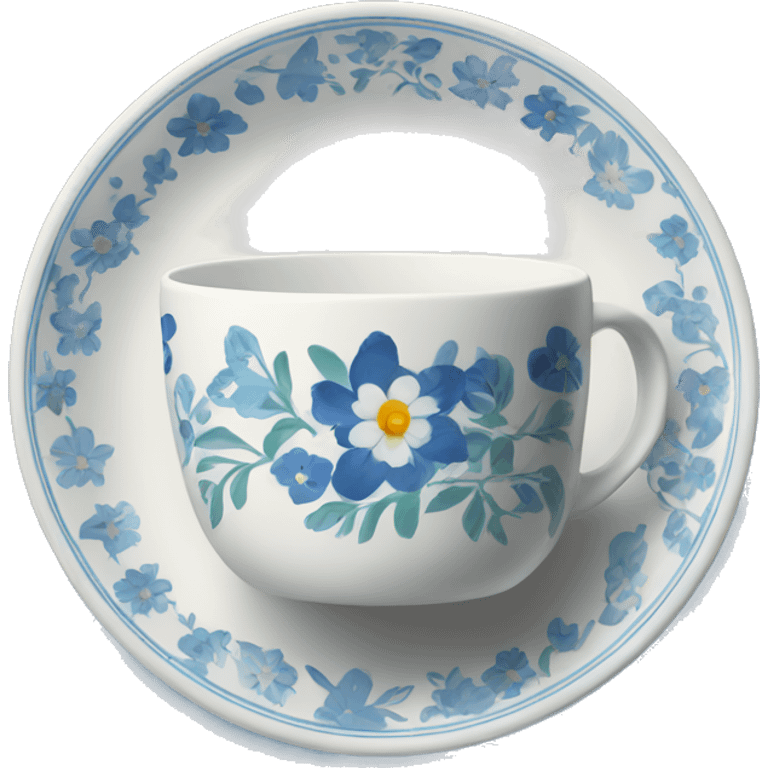 Blue floral plate and cup  emoji