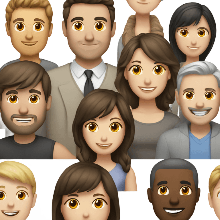 Brunette couple smiling white male woman who is also white with bangs   emoji