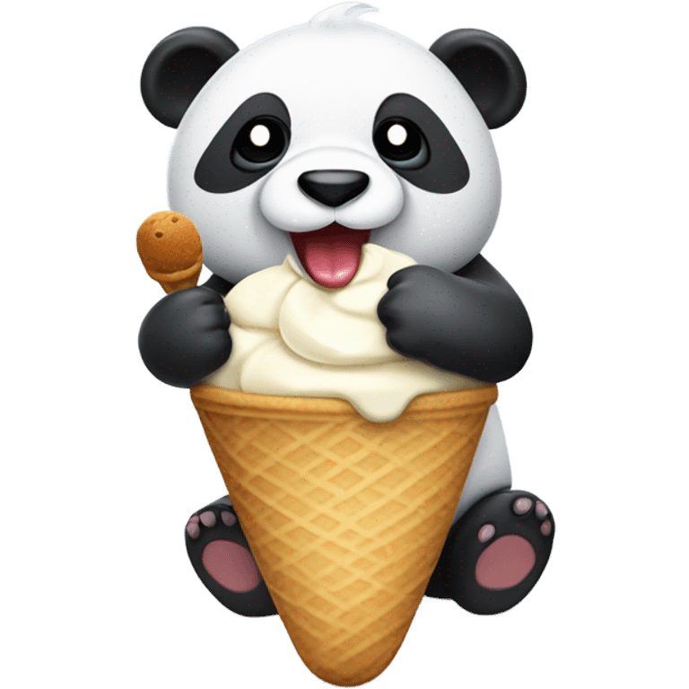 Panda eating ice cream emoji