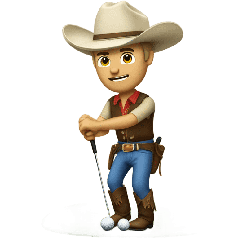 Caucasian cowboy playing golf emoji