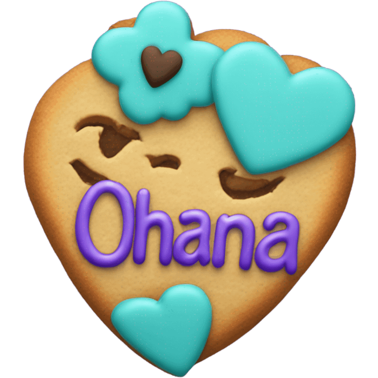 Teal purple Cookie heart with ohana emoji