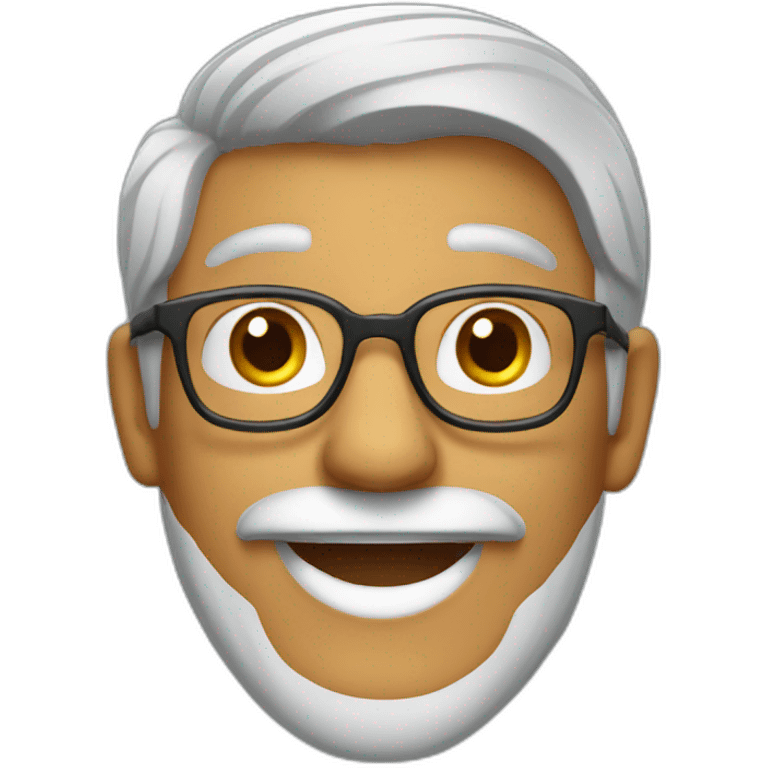 A smiling Indian man with grey hair, beard, glasses, and a gold tooth emoji