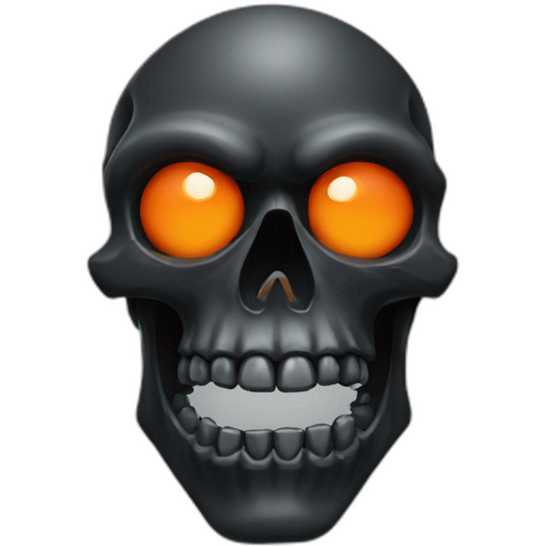 black skull, orange eye sockets, muscular jaw emoji