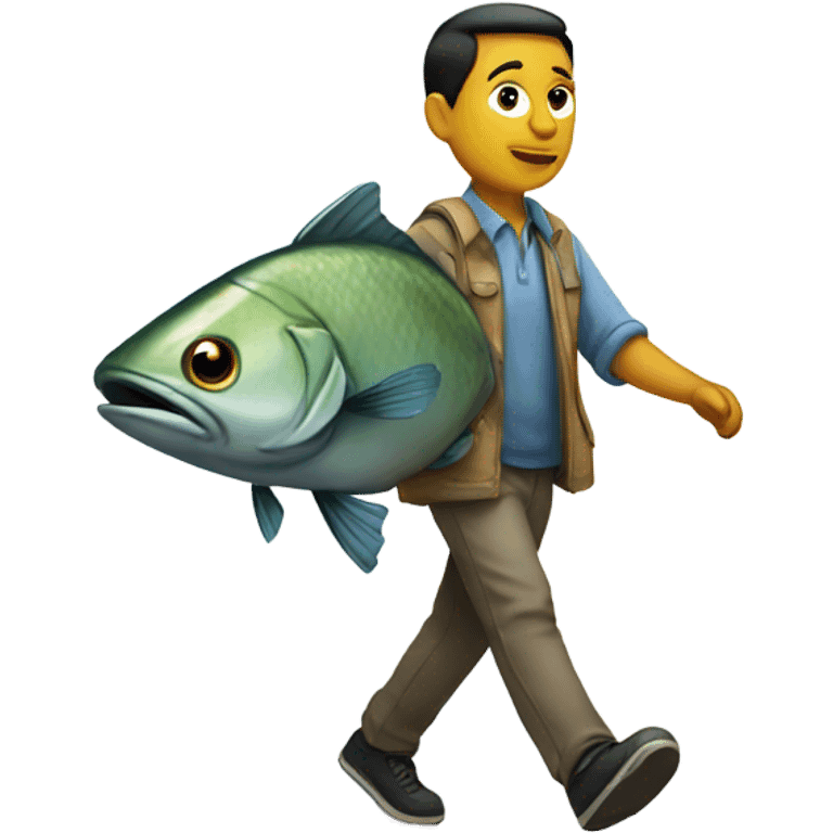 Walking a fish emoji