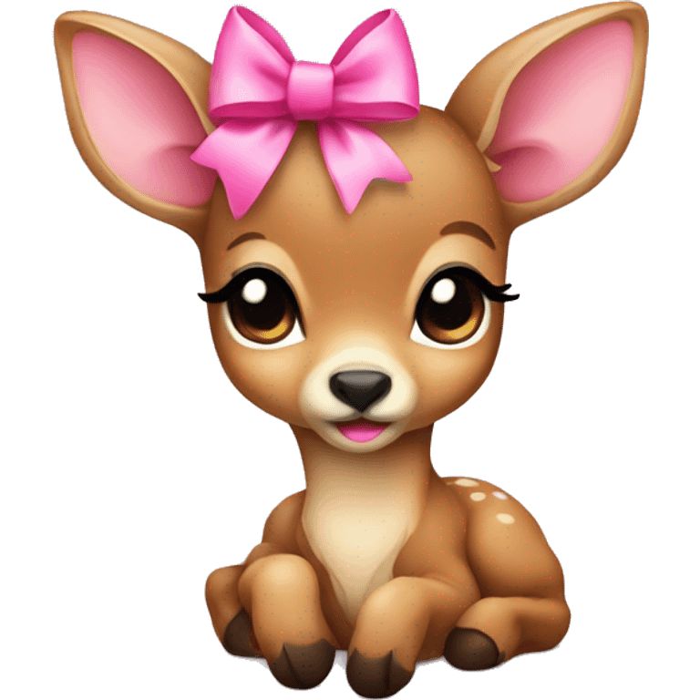 baby deer with pink bow emoji