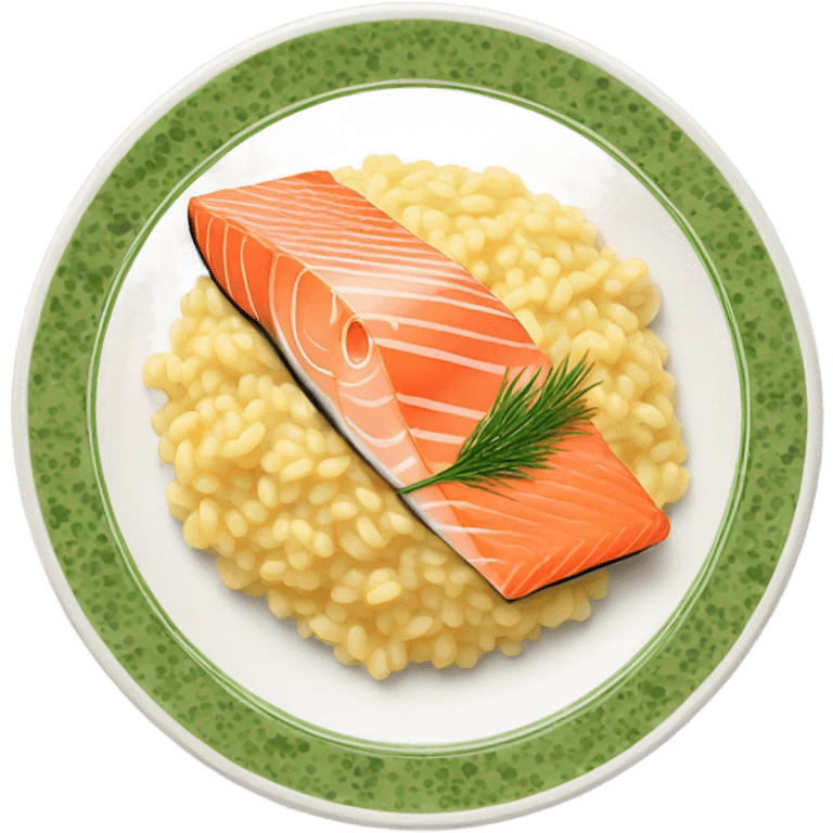 Risotto and salmon on a plate  emoji