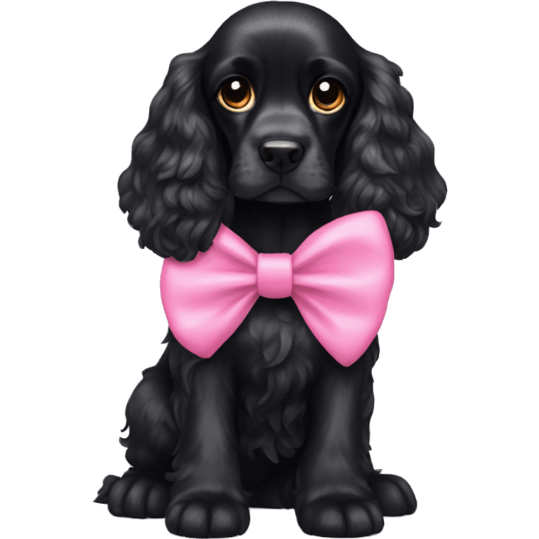 Black cocker spaniel wearing a pink bow  emoji