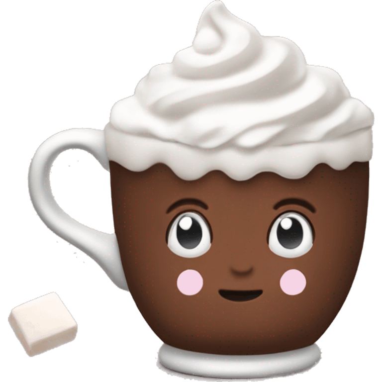 mug of hot chocolate with marshmallows and whipped cream emoji