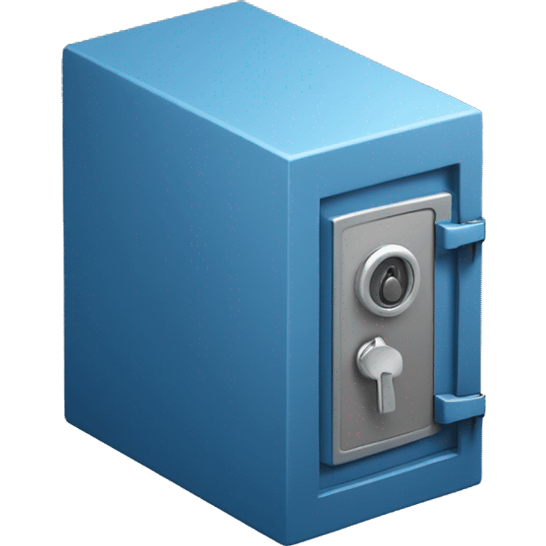 3d  isometric small safe in blue emoji