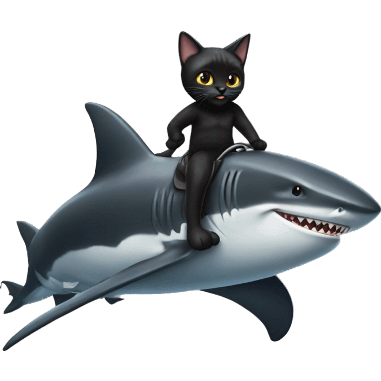 black cat riding shark  emoji