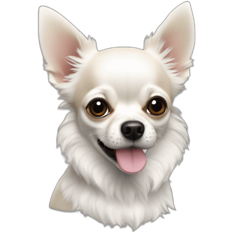 Chihuahua blanc poilu avec des taches noires  emoji