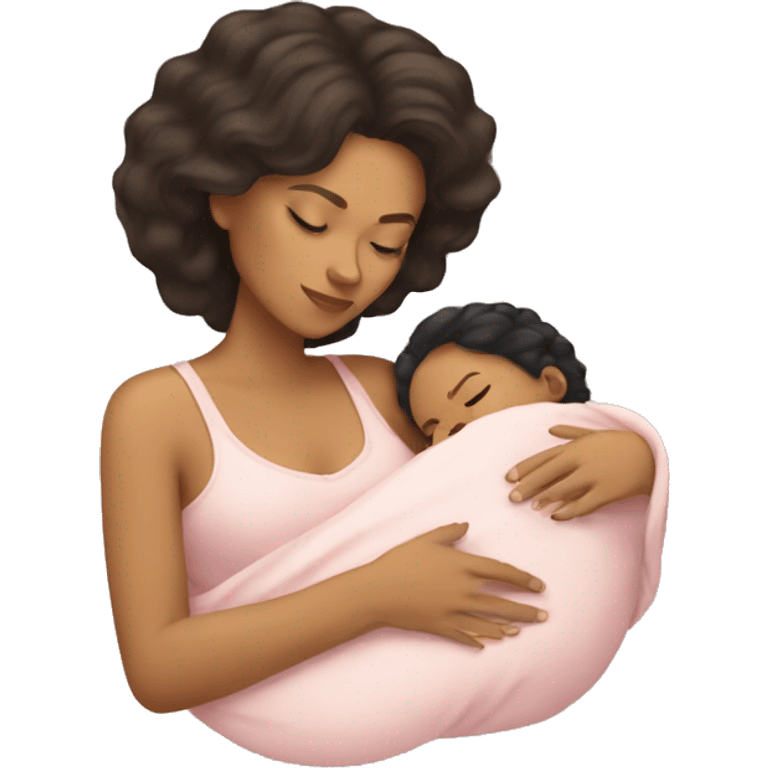 Hispanic Mom and light skin baby girl sleeping emoji