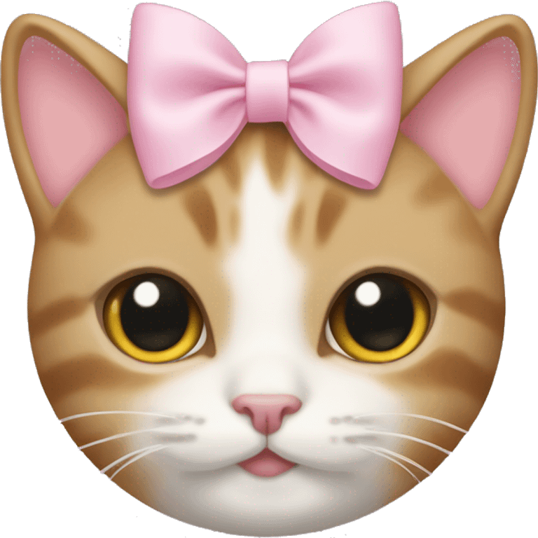 Cat with a light pink bow on it’s head  emoji