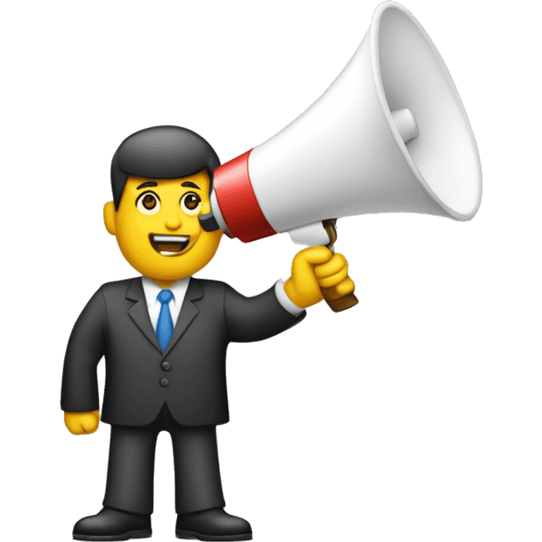 sales pitch; Holding a megaphone: Symbolizing communication and presentation, often used in sales pitches.
Dollar signs or a briefcase in the background or in one hand: Representing business, deals, and sales. emoji