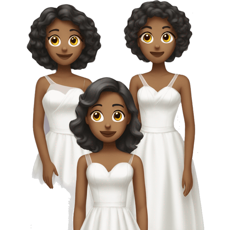 three girls in white prom dresses emoji