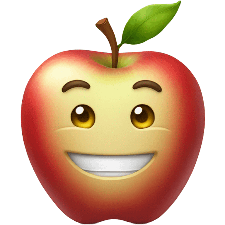 Apple with a smile emoji