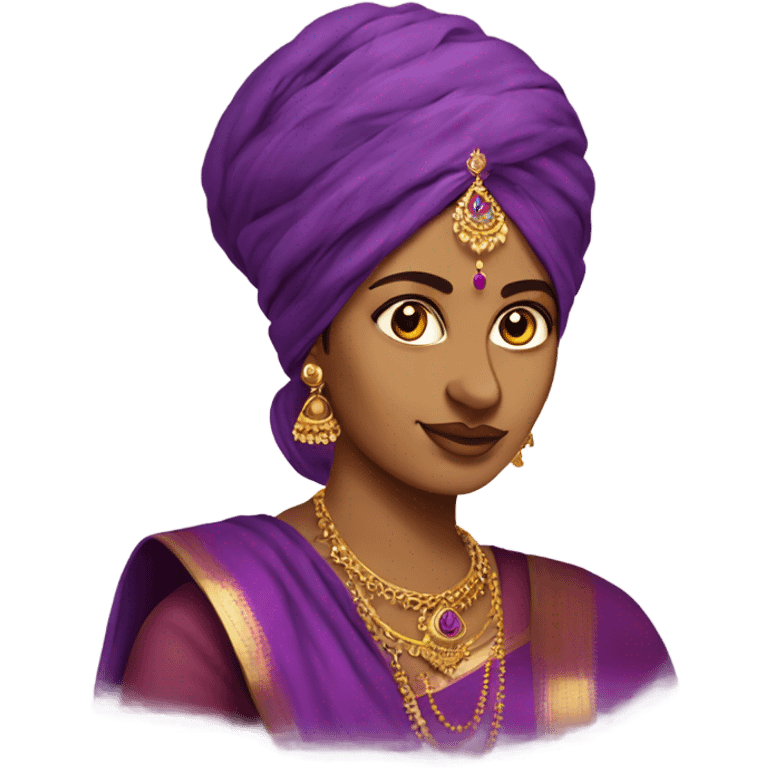 indian woman with pallu on head in purple s emoji