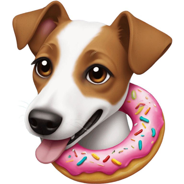 Jack Russell eating donut emoji