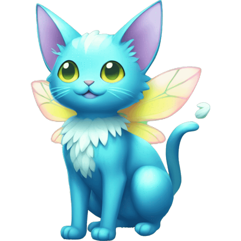 Shiny Grass-type-Fairy-type-Fakémon-Cat full body emoji