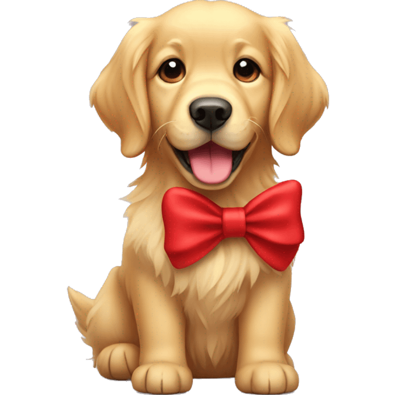 Golden Retriever with red bow  emoji