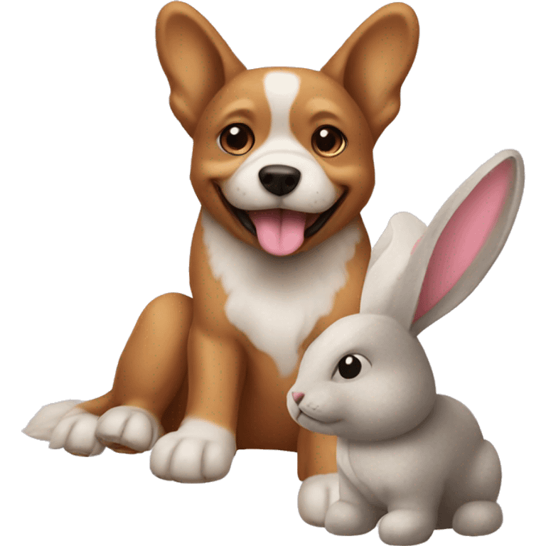 Dog with rabbit toy emoji